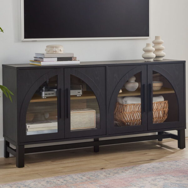 Better Homes & Gardens Juliet Arch TV Stand for TVs up to 65", Black Wood Finish - Image 4