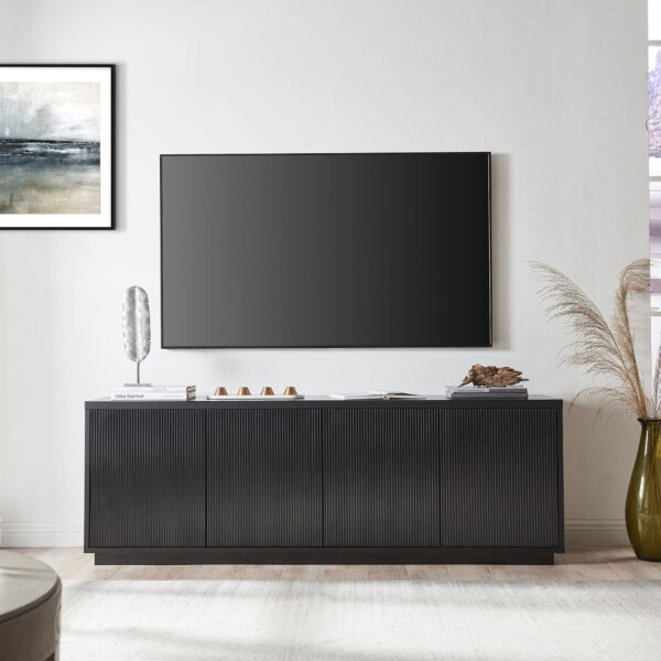 Evelyn&Zoe Hanson Rectangular TV Stand for TV's up to 75", Black Grain - Image 5