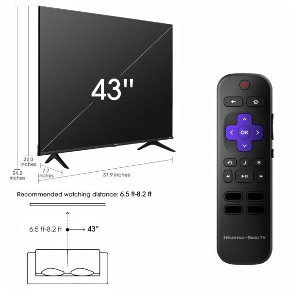 Hisense 43" Class 4K UHD LED LCD Smart Roku TV HDR R6 Series 43R6E3 - Image 3