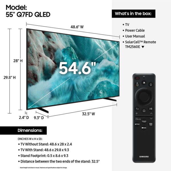 Samsung 55” Class QLED Q7FB 4K Samsung Vision AI Smart TV 2025 - QN55Q7FBAFXZA - Image 5