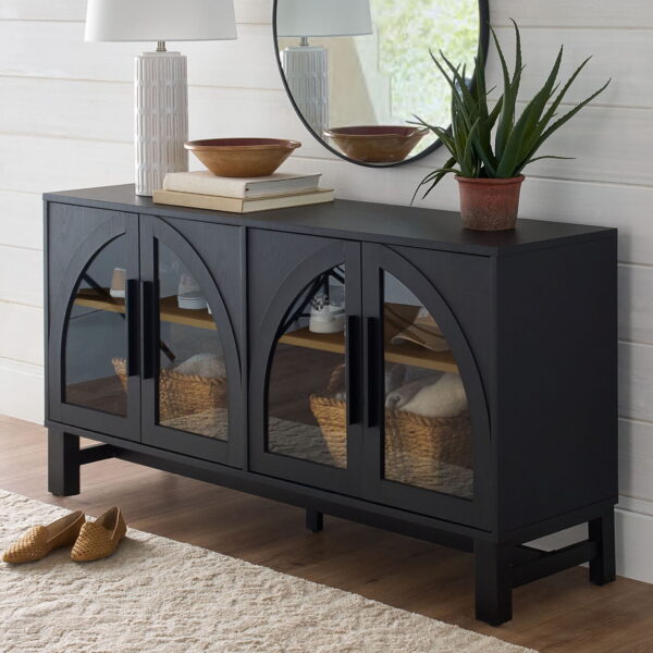 Better Homes & Gardens Juliet Arch TV Stand for TVs up to 65", Black Wood Finish - Image 3