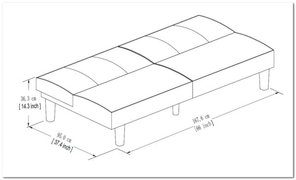 Mainstays 66" Studio Futon, Gray Linen Upholstery - Image 6