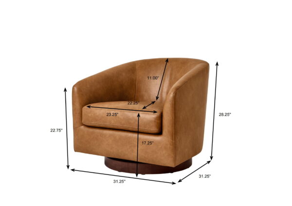 Better Homes & Gardens Bradford Wooden Base Swivel Accent Chair, Chestnut Faux Leather - Image 5