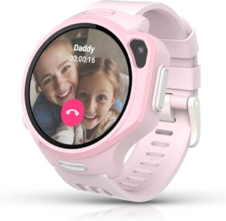 myFirst Fone R2 Macaron Pink Kids Smartwatch Phone: GPS Safety, Video Call, SOS, eSIM - For Ages 5-12 in USA/Canada